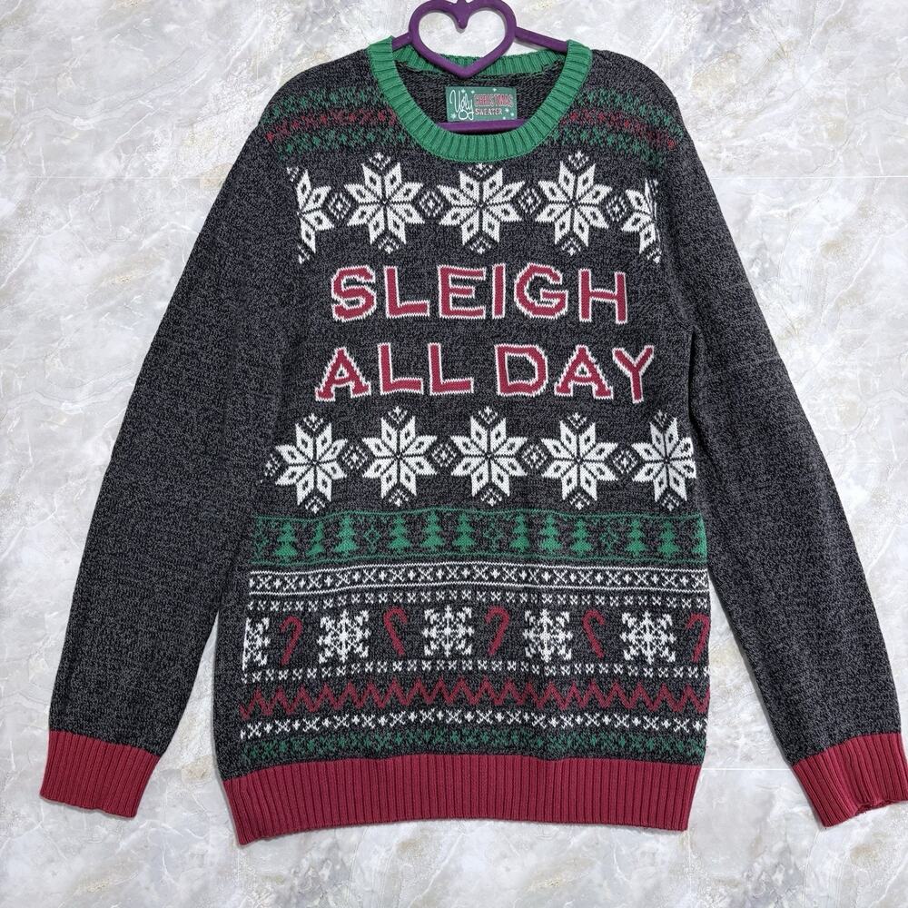 Funny Vintage Ugly Christmas Women Sweater size L Whimsical Holiday Excellent UC